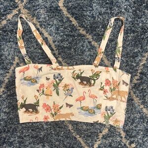 Reformation Atlas Linen Crop Top Janeiro Safari Print size12